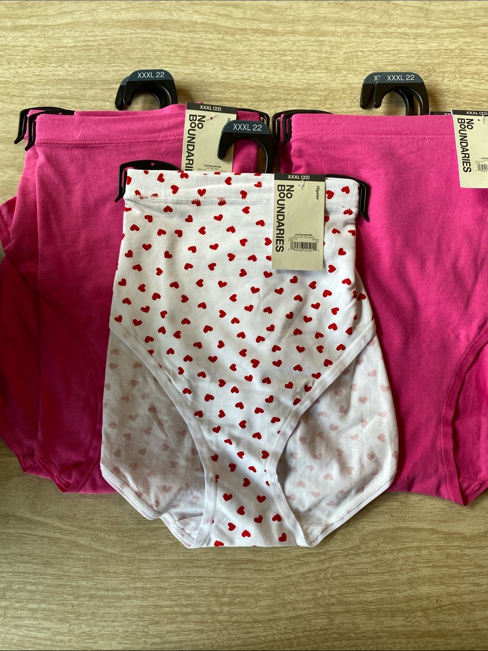 No Boundaries Womens Pink & White Heart Print cotton hipsters- 5 Pack